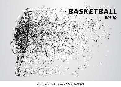 Basketball of the particles. A basketball player consists of dots and circles
