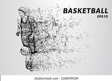 Basketball of the particles. A basketball player consists of dots and circles