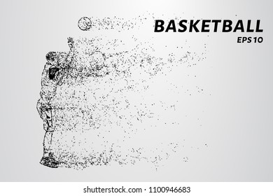 Basketball of the particles. A basketball player consists of dots and circles