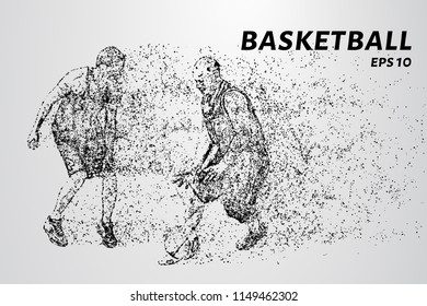 Basketball of the particles. Basketball player leads the ball