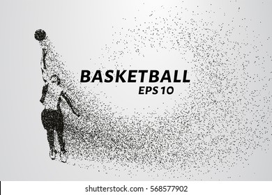 Basketball of the particles. Basketball player silhouette consists of circles and points. Vector illustration.