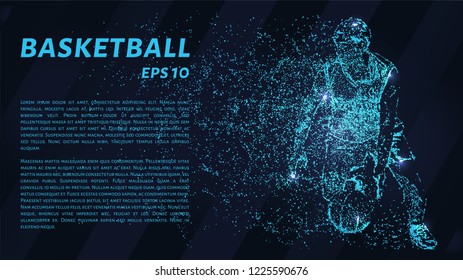 Basketball of the particles. A silhouette of a basketball player consists of circles and points. Vector illustration.