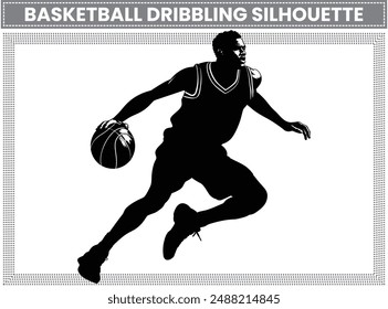 Basketball Passing silhouette, Basketball player silhouette set, vector illustration. Professional athletes dribbling, bouncing, passing, shooting the ball jumping in the air.