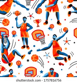 Basketball pattern seamless design. Decoration textile and paper series