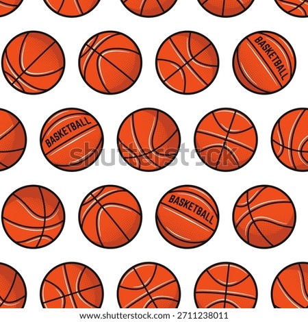 Basketball pattern. Basketball seamless pattern. Vintage Basketball balls icons isolated on white background. Vector illustration