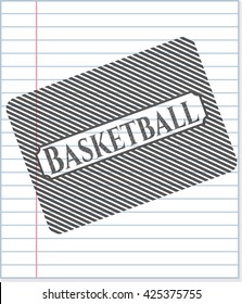 Basketball pencil strokes emblem