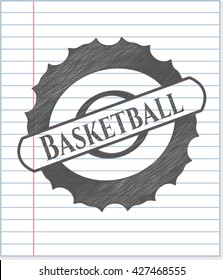 Basketball pencil strokes emblem