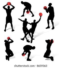 Basketball people silhouettes on a white background