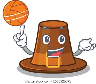 With basketball pilgrims hat in the mascot cupboard
