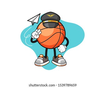 Basketball pilot cartoon. Mascot Character vector.