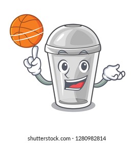 With basketball plastic cup in the cartoon form