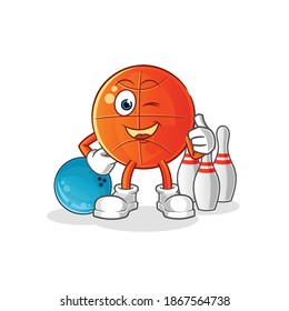 basketball play bowling illustration. character vector