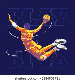 basketball play slam dunk illustration