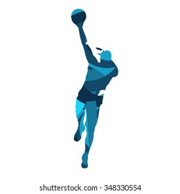 Basketball player. Abstract blue silhouette
