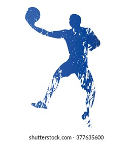 Basketball player, abstract grungy vector silhouette