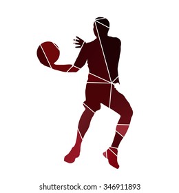Basketball player. Abstract red vector silhouette