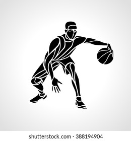 Basketball Player Abstract Silhouette. Crossover Dribble. Eps 8 