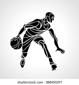 Basketball Player Abstract Silhouette. Crossover Dribble. 