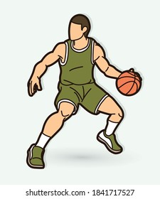 Basketball player action cartoon graphic vector