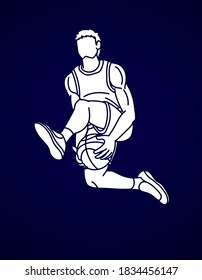 Basketball player action cartoon sport graphic vector.