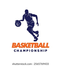 Basketball Player action Silhouette logo design vector Illustration