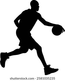 Basketball Player Action Silhouette Vector 
