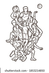 Basketball player action sport graphic vector