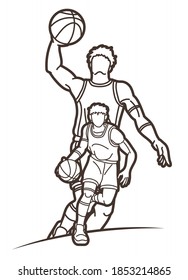 Basketball player action sport graphic vector