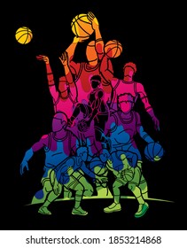 Basketball player action sport graphic vector