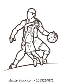 Basketball player action sport graphic vector