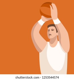 basketball player in action  vector illustration , flat style