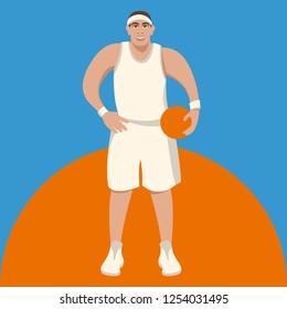 basketball player in action  vector illustration , flat style