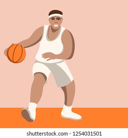 basketball player in action  vector illustration , flat style