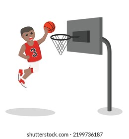 basketball player african slam dunk design character on white background