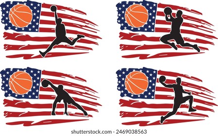 Basketball Player American Flag, US Flag Vector Files