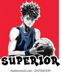 basketball player anime style illustration