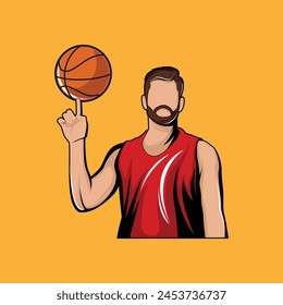 Basketball Player Athlete Portrait Vector