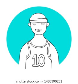 Basketball Player Avatar / Profile Picture. Isolated on Colorful Background  Vector Illustration