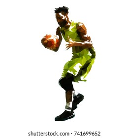 Basketball player with ball, abstract geometric vector illustration