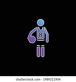 Basketball Player With The Ball blue gradient vector icon