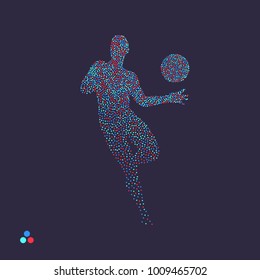 Basketball player with ball. Dotted silhouette of person. Vector illustration. 