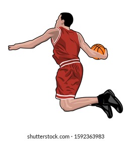 Basketball player with a ball. Basketball player illustration vector