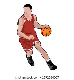 Basketball player with a ball. Basketball player illustration vector