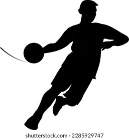 Basketball player with the ball in motion. He is preparing to throw the ball into the ring. silhouette.