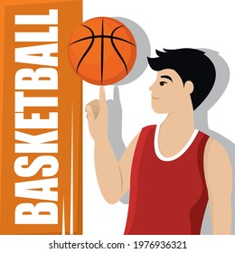Basketball player with a ball Basketball poster Vector illustration