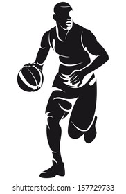 Basketball player with ball, silhouette