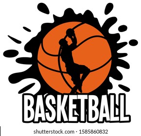 Basketball player and ball silhouette