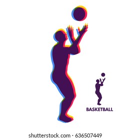 Basketball player with ball. Sport Symbol. Design Element. Vector Illustration. 
