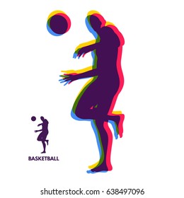 Basketball player with ball. Sport Symbol. Design Element. Vector Illustration. 