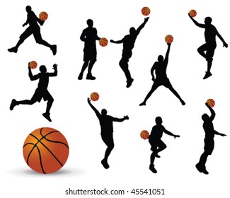 Basketballspieler und Ball, Vektorgrafik